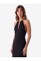 Slim Fit Backless Halter Neck Long Dress with Metal Necklace Detail - 2