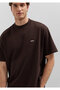 Logo Printed Brown Basic T-Shirt Loose Fit / Comfortable Cut 0612216-90704 - 2