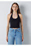Halter Neck Black Top Fitted / Bodycon Cut 1620244-900 - 4