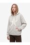 Three-Thread Embroidered Star Embellished Kangaroo Pocket Hooded Zippered Oversize Sweatshirt - 2