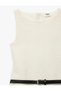 Belted Crew Neck Sleeveless Gilet Tweed Dress - 6