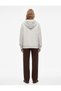 Three-Thread Embroidered Star Embellished Kangaroo Pocket Hooded Zippered Oversize Sweatshirt - 3