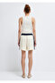 Stripe Detailed Ecru Linen Shorts 1410272-70048 - 6
