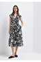 Lace-Up Printed Black Dress 1310871-91528 - 3