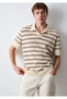 Linen Blended Beige Polo Knitwear 0710411-80795 - 2