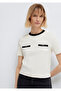Piping Detailed Ecru T-Shirt Regular Fit / Normal Cut 1614111-70048 - 2