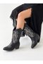 Larissa Cara Women's Embroidered Western Boots 0012845 Black Leather - 2