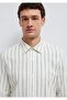 Green Striped Linen Blended Shirt Regular Fit / Normal Cut 0211380-71599 - 7