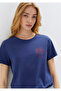 Cat Printed Navy Blue T-Shirt Semi Slim Fit / Semi Narrow Cut 1613873-70498