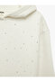 Stone Detailed Embellished Long Sleeve Hooded Sweatshirt - 3