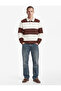 Long Sleeve Three Thread Ribbed Buttoned Striped Polo Collar Sweatshirt
