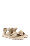 Women's Beige Antique Velcro Strap Genuine Leather Sandals - 3