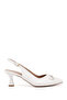 Women's White Pointed Toe Goblet Heel Bow Open Back Shoes