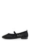 Women's Black Suede Stone Mary Janes Ballet Flats - 4
