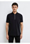 Black Zippered Black Polo Shirt Regular Fit / Normal Cut 0613137-900 - 4