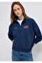Logo Printed Half Zipper Navy Blue Sweatshirt 1S10373-70488 - 2