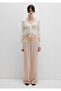 Beige Striped Pants with Tie Waist 1011024-90719 - 4