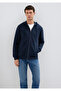 Hooded Zippered Navy Blue Basic Sweatshirt 0S10423-70490 - 3