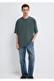 Logo Printed Green Basic T-Shirt Loose Fit / Comfortable Cut 0613093-71598 - 2