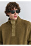 Mock Neck Khaki Sweatshirt Loose Fit / Bol Relaxed Cut 0110737-70362 - 3