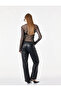 Slim Fit Crew Neck Long Sleeve Transparent Tulle Glitter T-Shirt - 4