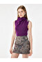 Floral and Stoned Regular Fit Viscose Blended Stand Collar Sleeveless Knitwear Undershirt - 2