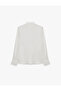 Loose Cut Long Sleeve Double Breasted High Neck Satin Blouse - 5