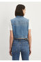 Classic Denim Indigo Blue Jean Vest Crop / Short Cut 1110450-86815 - 4