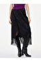Normal Waist Tasseled Knitted Detailed Viscose Satin Midi Double Breasted Skirt - 3