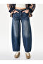 Regular Waist Cotton Comfortable Fit Barrel Denim Trousers with Pockets - Barrel Jeans - 2