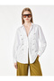 Cotton Long Sleeve Oversize Poplin Shirt with Accessory and Ornamental Buttons - 2