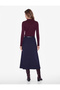 Long Sleeve High Neck Plum Color T-Shirt Regular Fit Ribbed - 4