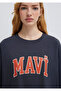 Logo Printed Gray T-Shirt Oversize / Wide Cut 1600843-82185 - 6