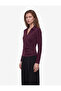 Double-Breasted Polo Collar Plum Color T-Shirt Comfortable Fit Long Sleeve Draped - 2
