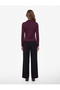 Double-Breasted Polo Collar Plum Color T-Shirt Comfortable Fit Long Sleeve Draped - 3