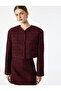 Buttoned Pocket Lightweight V-Neck Long Sleeve Tweed Jacket - 3