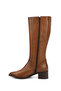 Women's Tan Pointed Toe Thick Heeled Genuine Leather Boots - 4