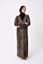Namaz Sweat-Free Viscose Draped Leopard Patterned Seasonal Women's Dress Ferace - 3