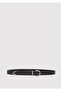 Faux Leather Black Belt - Metal Buckle, 196034 -900 - 2