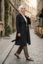 Black 100% Cotton Gabardine Midi (95 cm) Lined Belted Women's Hijab Trench Coat - 2