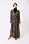 Namaz Sweat-Free Viscose Draped Leopard Patterned Seasonal Women's Dress Ferace - 6