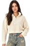 Mixray Textured Long Sleeve Zipper Collar Sweater
