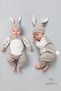 Rabbit Ear Newborn Romper Set 100% Cotton Adjustable Pompom Unisex Baby Romper Hat Set
