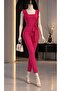Belted Jumpsuit with Ruffled Sleeves 582019 Fuchsia - 2