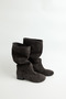 Boots 2604 - Genuine Leather Soft Form Flat Dark Smoked Suede Women's Boots - 5