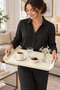 Metal Serving Tray Rectangular Decorative Presentation Tray 40*37 Soft Cream - 3