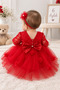 Baby Girl Wedding Dress with Train, Lace, Floral and Tulle Dress, Christening Dress, Henna Dress - 3