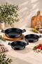 Nirvana 3 Piece Cast Iron Sahan Set Black |   18-20-22 cm Non-Stick Granite Pan Set |   Even Heat Dissipation