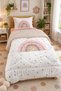 Rainbow and Wildflower Patterned Single 160X220 cm Welsoft Double-Sided Quilt and Sleeping Set - 2
