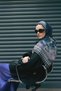 Lavella Pattern Norena Wool Shawl Navy Blue